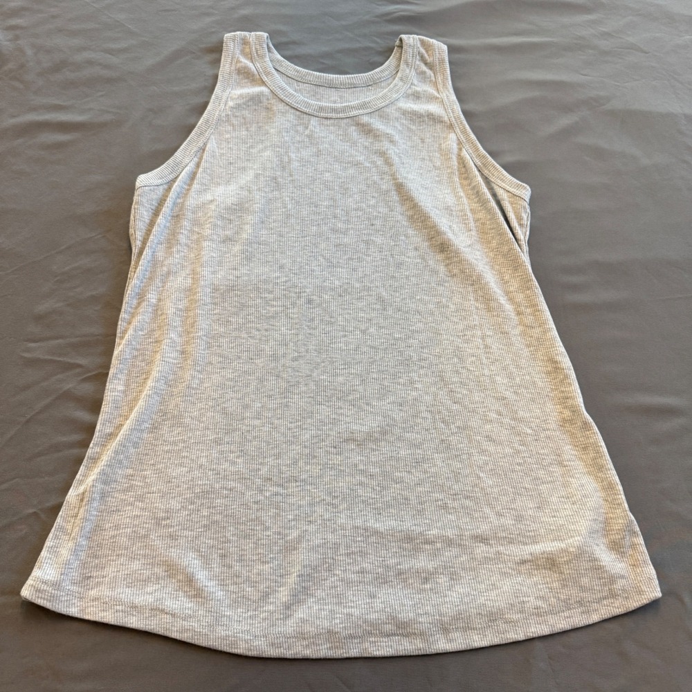 Danskin Womens Ribbed Tank Top‎ Heather Gray Crew Neck Activewear Shirt Size M